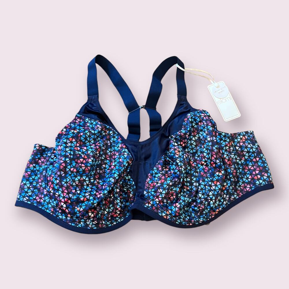 NWT Elomi Energise Navy Geo Sports Bra